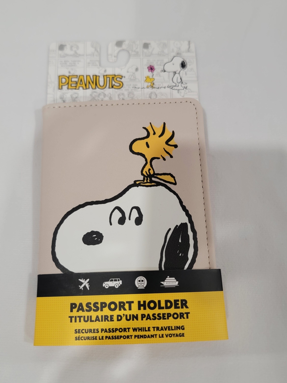 Peanuts Beige Passport Cover with Snoopy & Woodstock Graphic